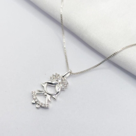 GARGANTILHA PRATA MENINA COM COROA 45CM