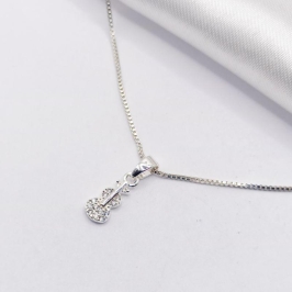 GARGANTILHA PRATA VIOLINO CRAVEJADO 45CM