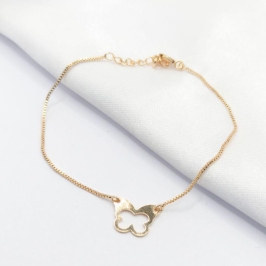 PULSEIRA DOURADA BORBOLETA LISA VAZADA
