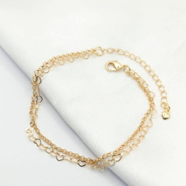 PULSEIRA DOURADA ELO CORAÇÃO E ELO PORTUGUÊS