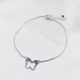 PULSEIRA PRATA BORBOLETA VAZADA