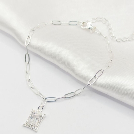 PULSEIRA PRATA CRISTAL RETÂNGULAR CRAVEJADO