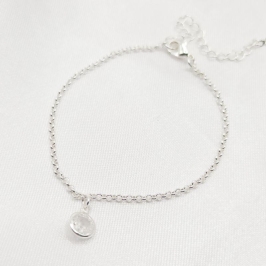 PULSEIRA PRATA ELO PORTUGUÊS COM PONTO DE LUZ