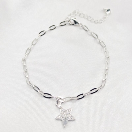 PULSEIRA PRATA ESTRELA COM GOTA CRISTAL