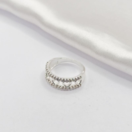 PULSEIRA PRATA FIO DUPLO CRAVEJADA COM CORAÇÕES VAZADOS