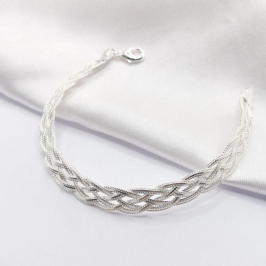PULSEIRA PRATA TRANÇADA M 5 FIOS