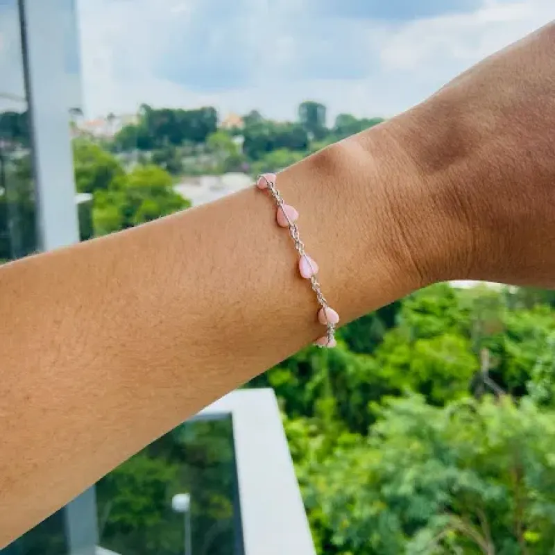 PL PRATA COM CORAÇÕES LEITOSOS ROSA BB