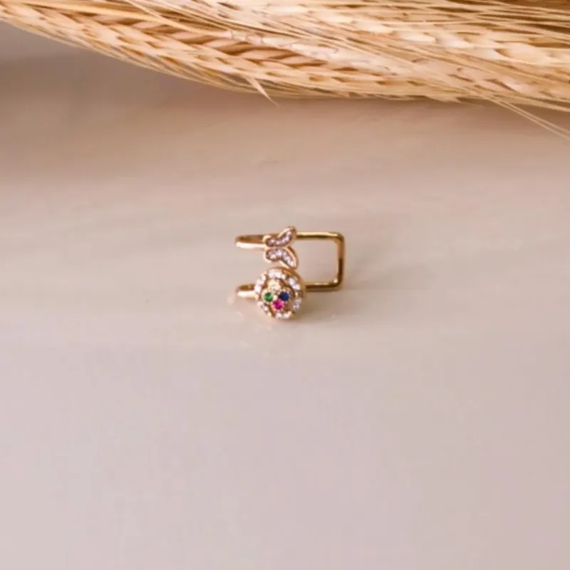 BC DOU PERCING TIPO PRENDEDOR FLOR C/ BORBOLELA CRAVEJADO