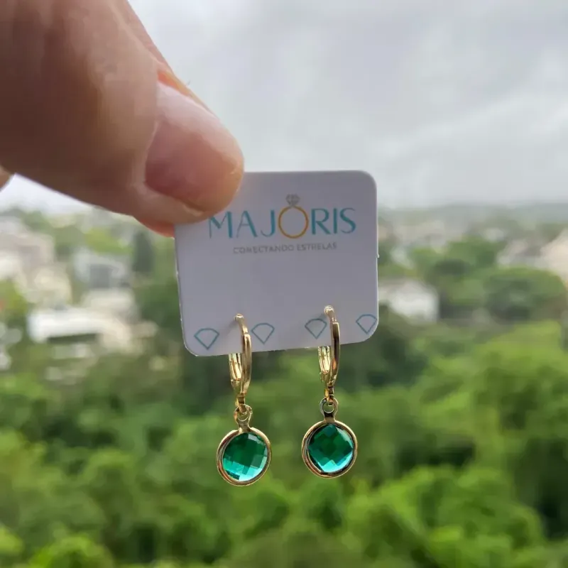 BRINCO DOURADO ARGOLINHA ZIRCONIA VERDE G