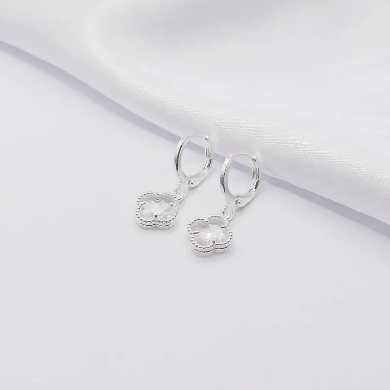CONJUNTO PRATA TREVO VAN CLEEF CRISTAL
