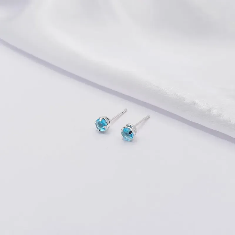 BRINCO PRATA PONTO DE LUZ AQUAMARINE 5MM