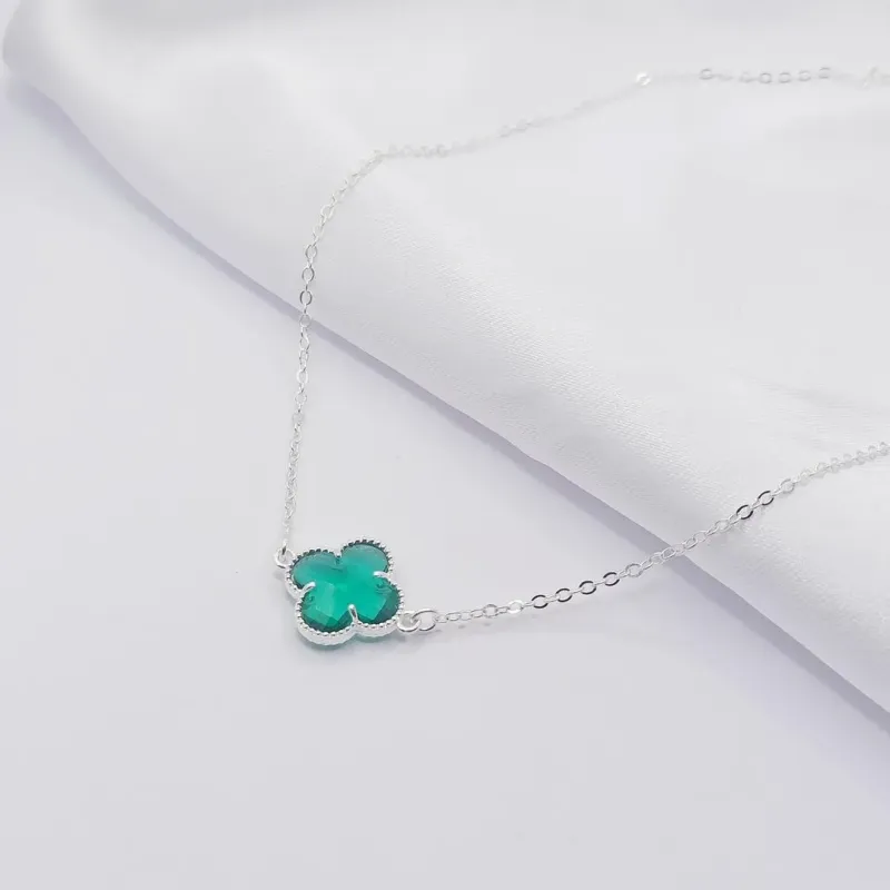 GARGANTILHA PRATA CHOKER TREVO VAN CLEEF ESMERALDA 40CM
