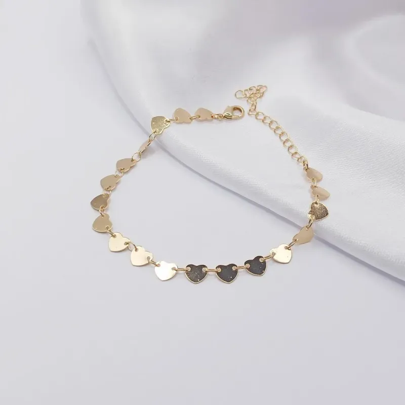 PULSEIRA DOURADA ELO DE CORAÇÃO CHAPA