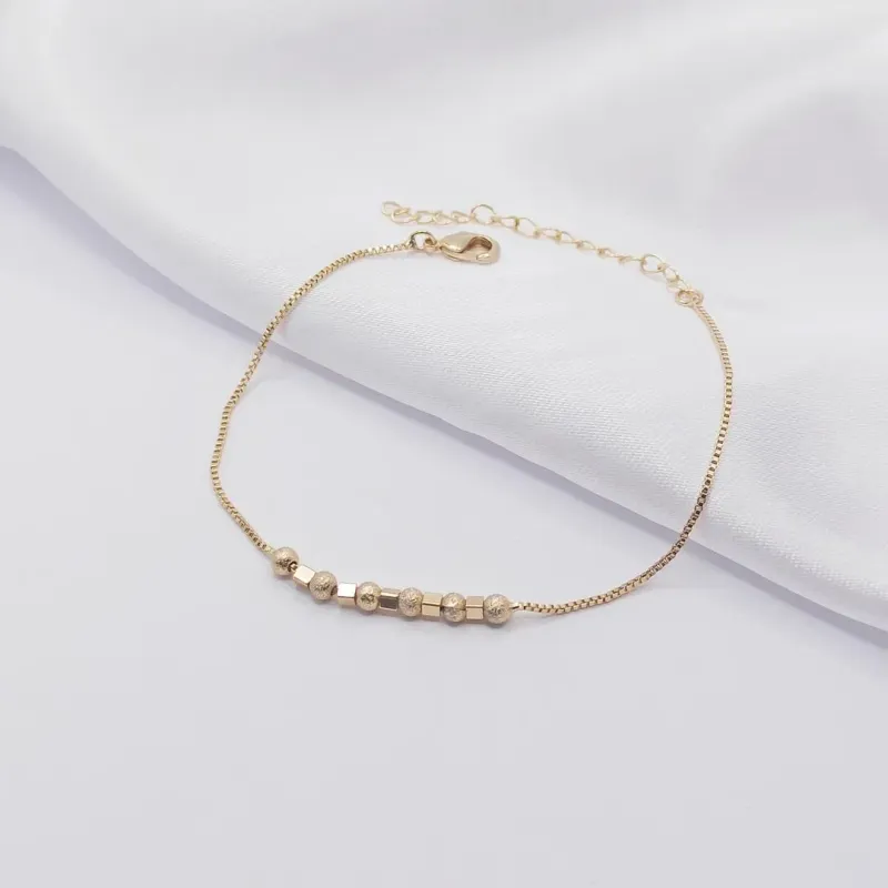 PULSEIRA DOURADA VENEZIANA COM ABS DIAMANTADO E CUBINHO LISO