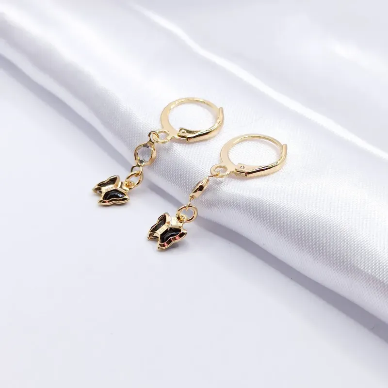 BRINCO DOURADO ARGOLINHA CLICK BORBOLETA BLACK