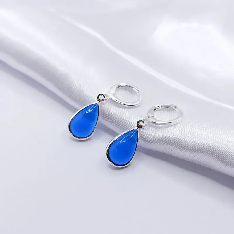 BRINCO PRATA ARGOLINHA CLICK GOTA AZUL