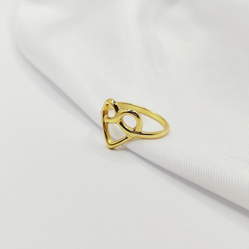ANEL DOURADO CORAÇÃO COM INFINITO