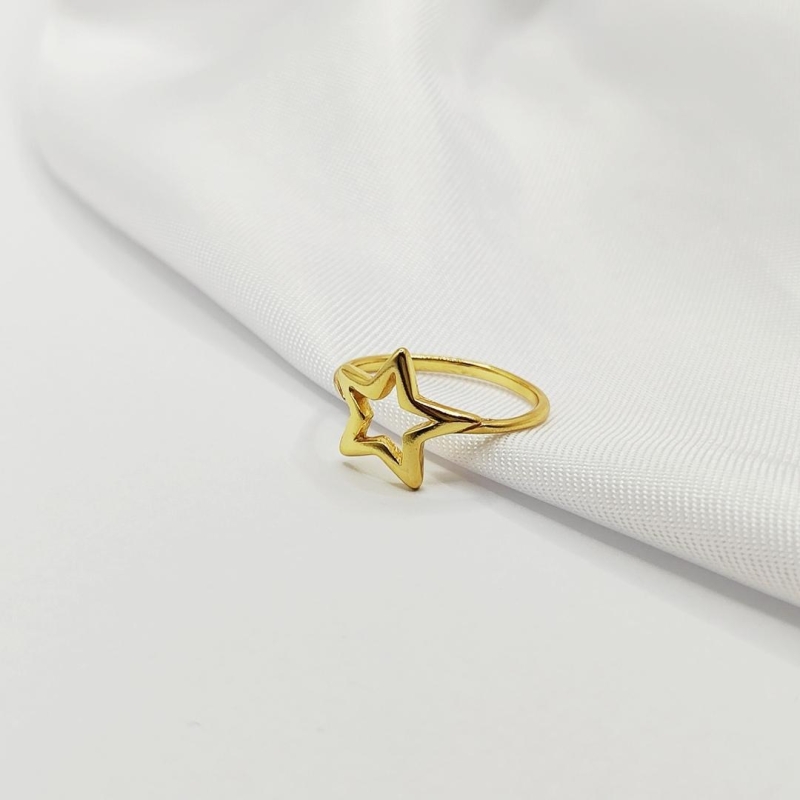 ANEL DOURADO ESTRELA VAZADA