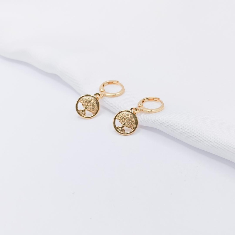 BRINCO DOURADO ARGOLINHA CLICK ÁRVORE DA VIDA