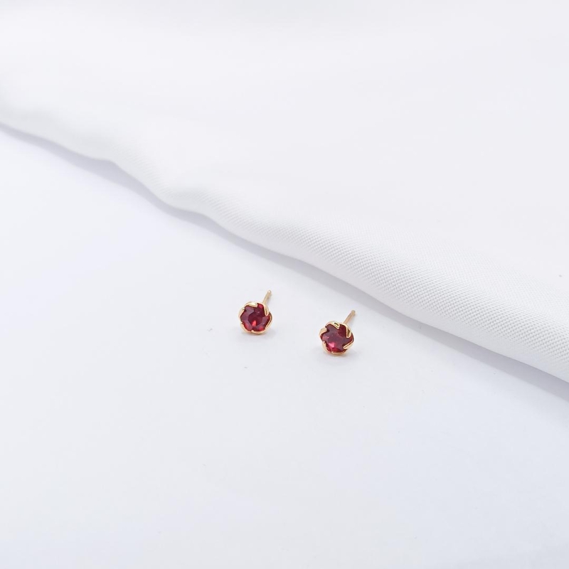 BRINCO DOURADO PONTO DE LUZ PINK GARRA TORCIDA 5MM
