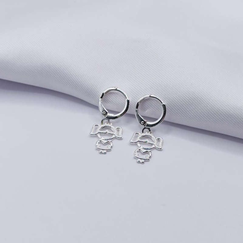 BRINCO PRATA ARGOLINHA CLICK COM FILHA DETALHADA