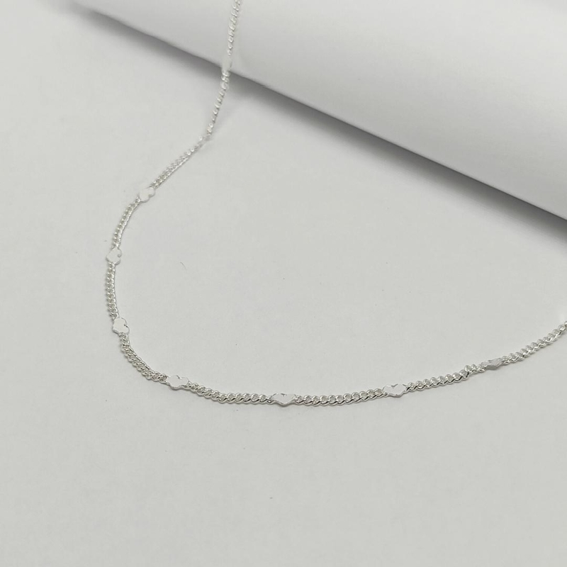 GARGANTILHA PRATA CHOKER MINI CORAÇÃO CHAPA