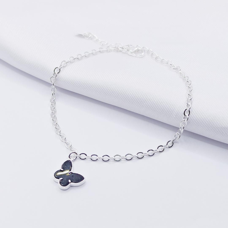 PULSEIRA ELO REDONDO FINO COM BORBOLETA BLACK