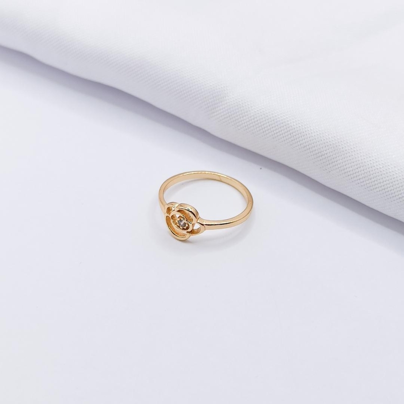 ANEL DOURADO ROSA COM PONTO DE LUZ