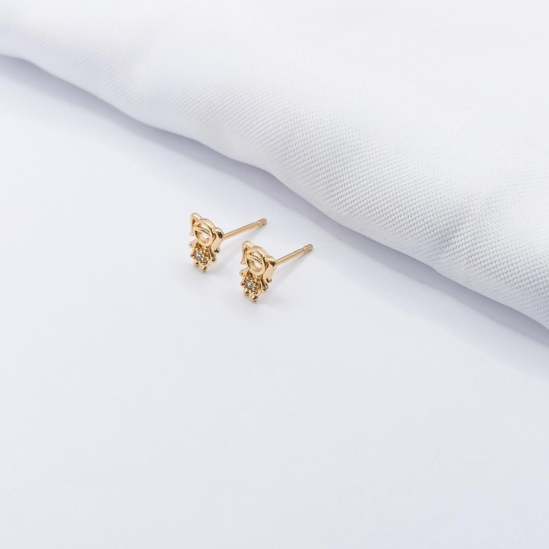 BRINCO DOURADO FILHA COM DETALHE EM ZIRCÔNIA