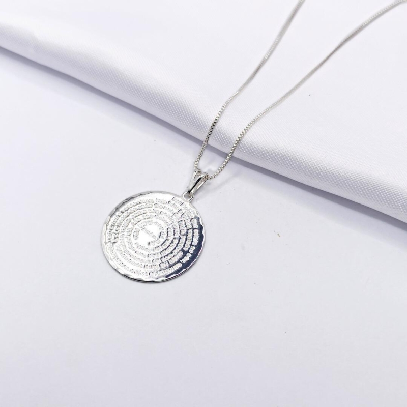 GARGANTILHA PRATA MEDALHA ORAÇÃO PAI NOSSO 45CM