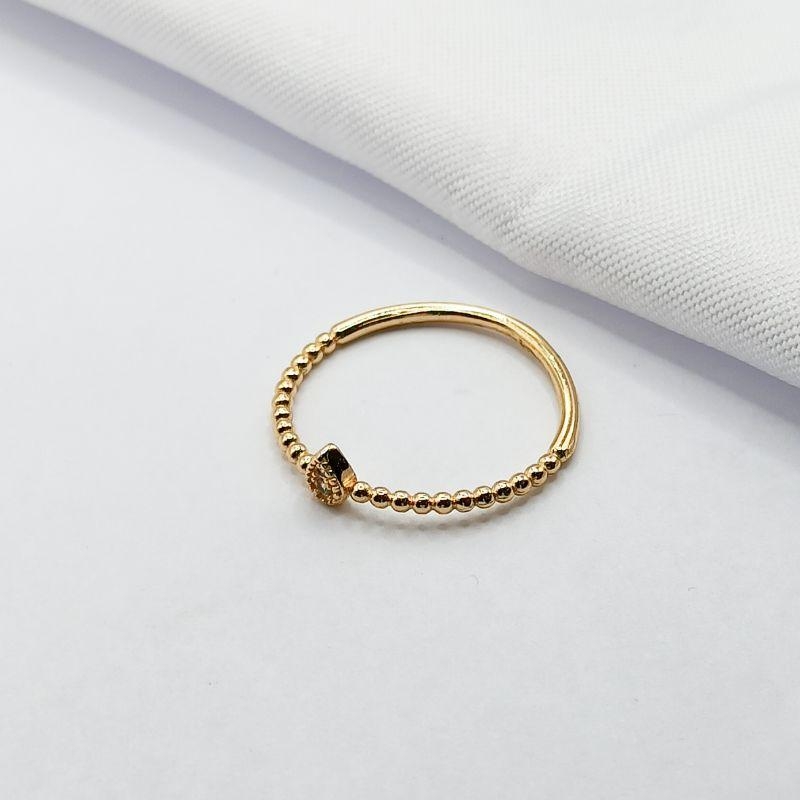 ANEL DOURADO ARO BOLINHA FINO E MINI PONTO DE LUZ GOTA