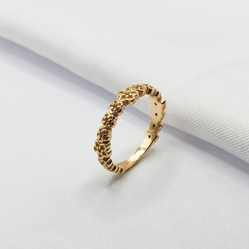 ANEL DOURADO ARO FLORZINHAS EM ZIRCÔNIA