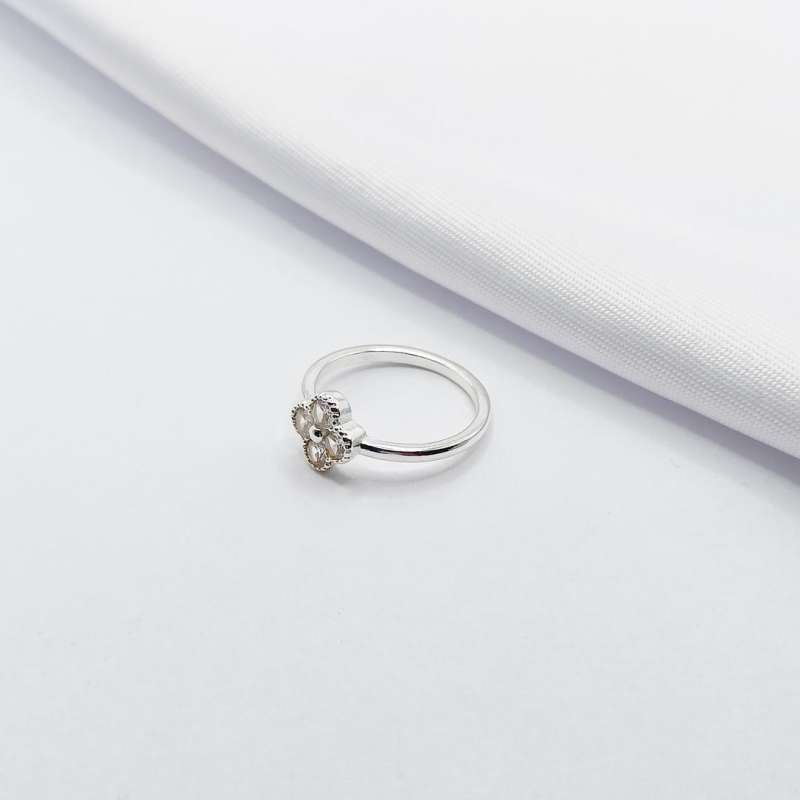 ANEL PRATA FALANGE INSPIRAÇÃO TREVO VAN CLEEF EM ZIRCÔNIA