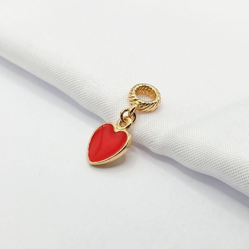 BERLOQUE DOURADO CORAÇÃO VERMELHO