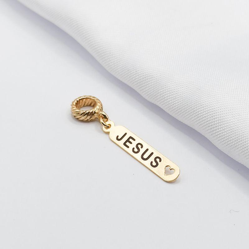 BERLOQUE DOURADO JESUS COM CORAÇÃO VAZADO