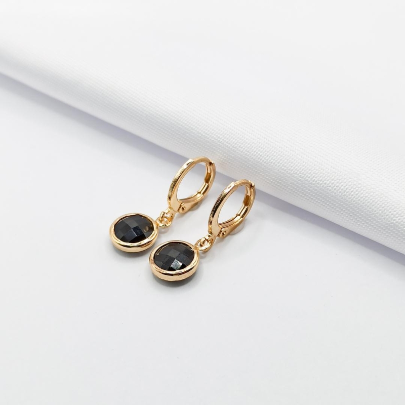 BRINCO DOURADO ARGOLINHA CLICK COM PONTO DE LUZ BLACK G