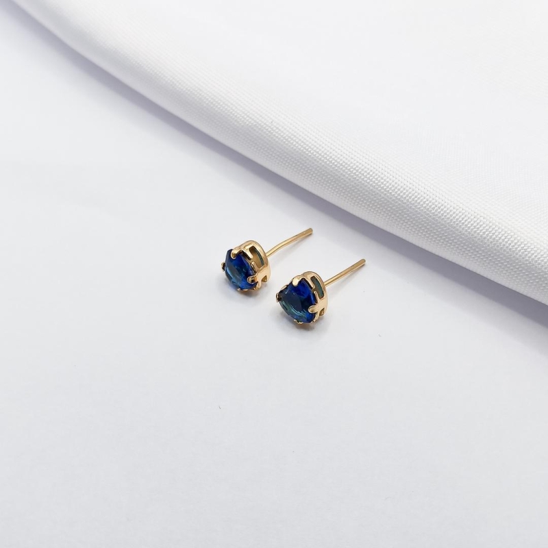 BRINCO DOURADO CORAÇÃO AZUL G