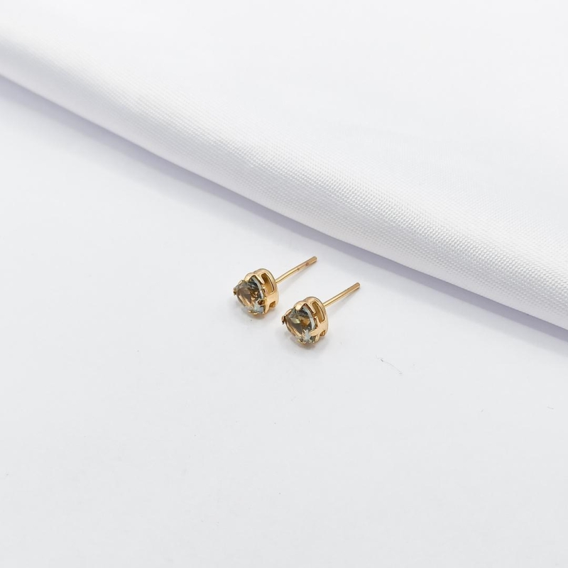BRINCO DOURADO CORAÇÃO CRISTAL FUMÊ G