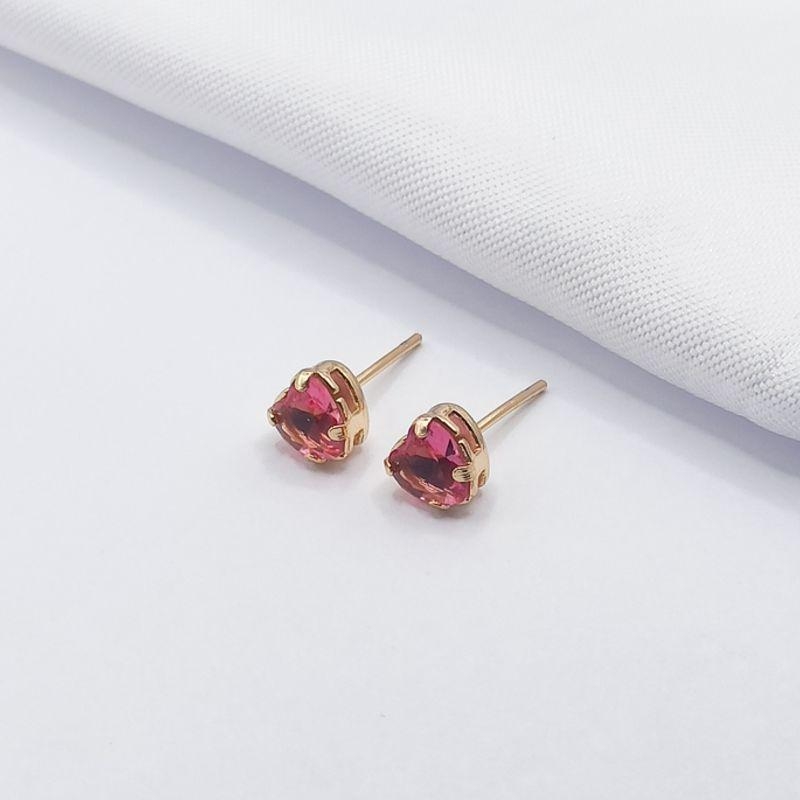 BRINCO DOURADO CORAÇÃO PINK G