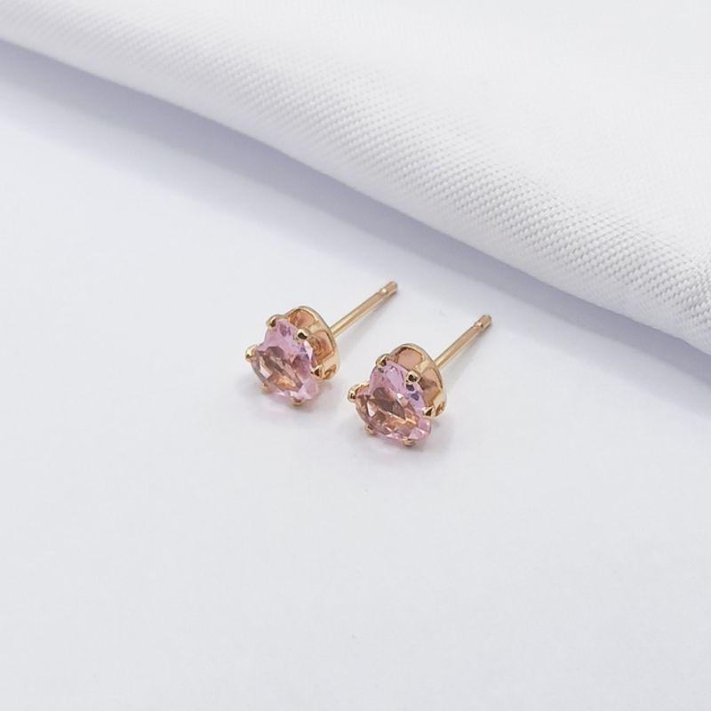 BRINCO DOURADO CORAÇÃO ROSA G