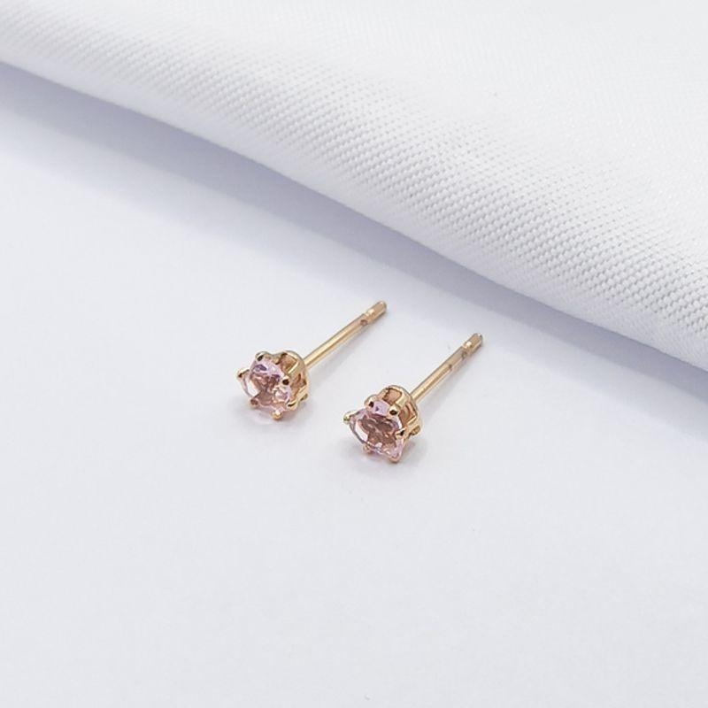 BRINCO DOURADO CORAÇÃO ROSA P