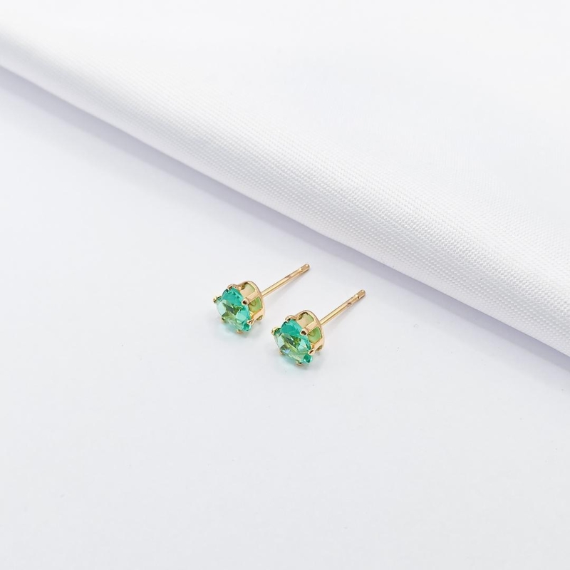 BRINCO DOURADO CORAÇÃO VERDE ÁGUA G