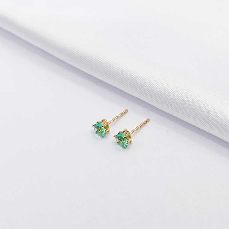 BRINCO DOURADO CORAÇÃO VERDE ÁGUA M