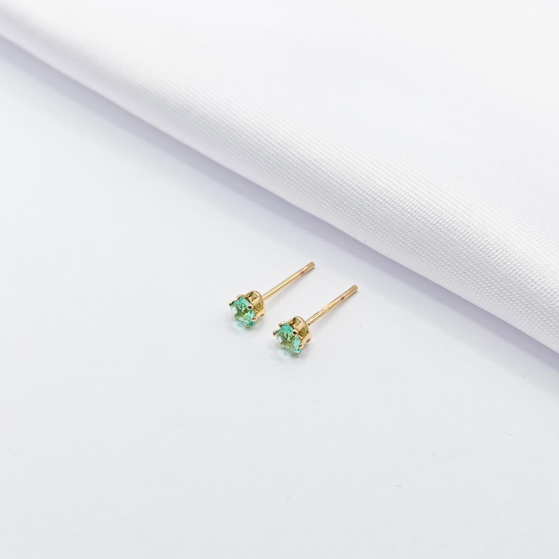 BRINCO DOURADO CORAÇÃO VERDE ÁGUA P