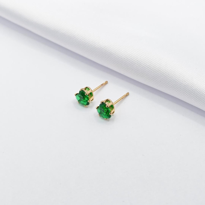 BRINCO DOURADO CORAÇÃO VERDE G