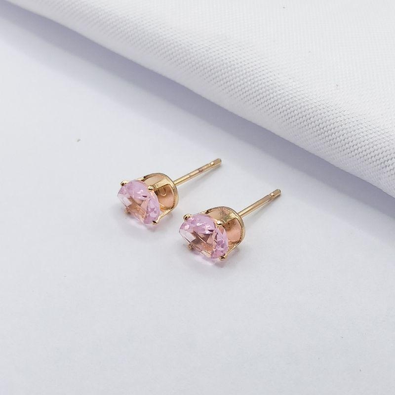 BRINCO DOURADO GOTA ROSA G