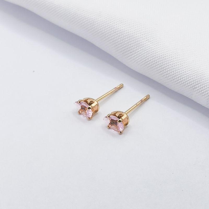 BRINCO DOURADO GOTA ROSA M