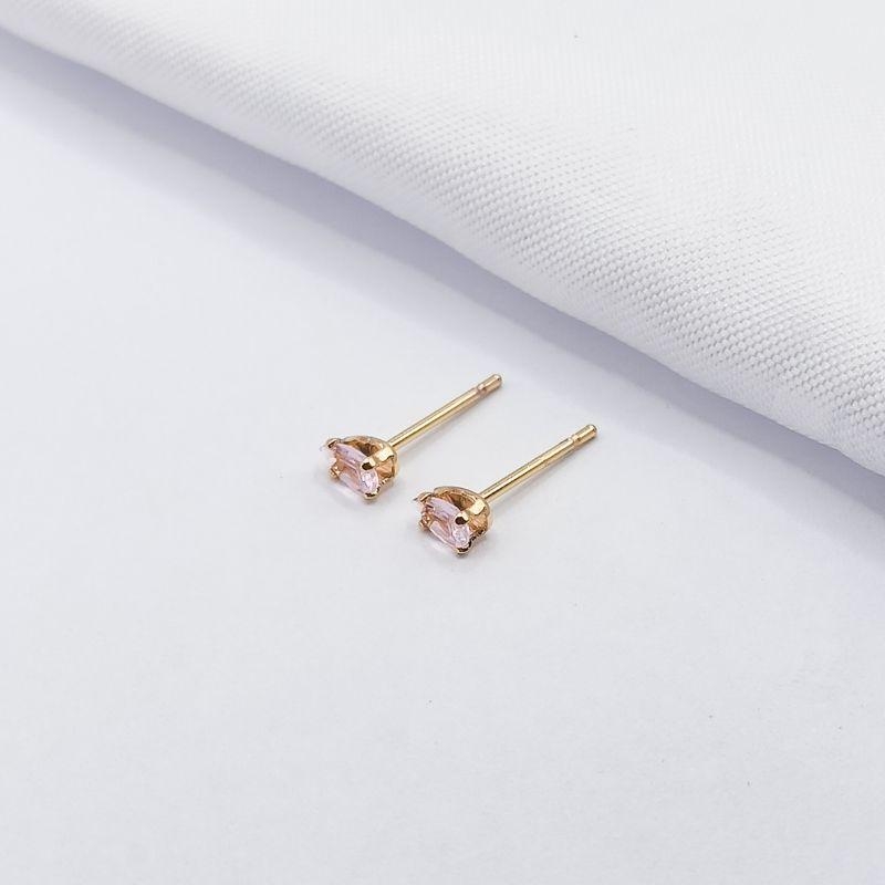 BRINCO DOURADO GOTA ROSA P