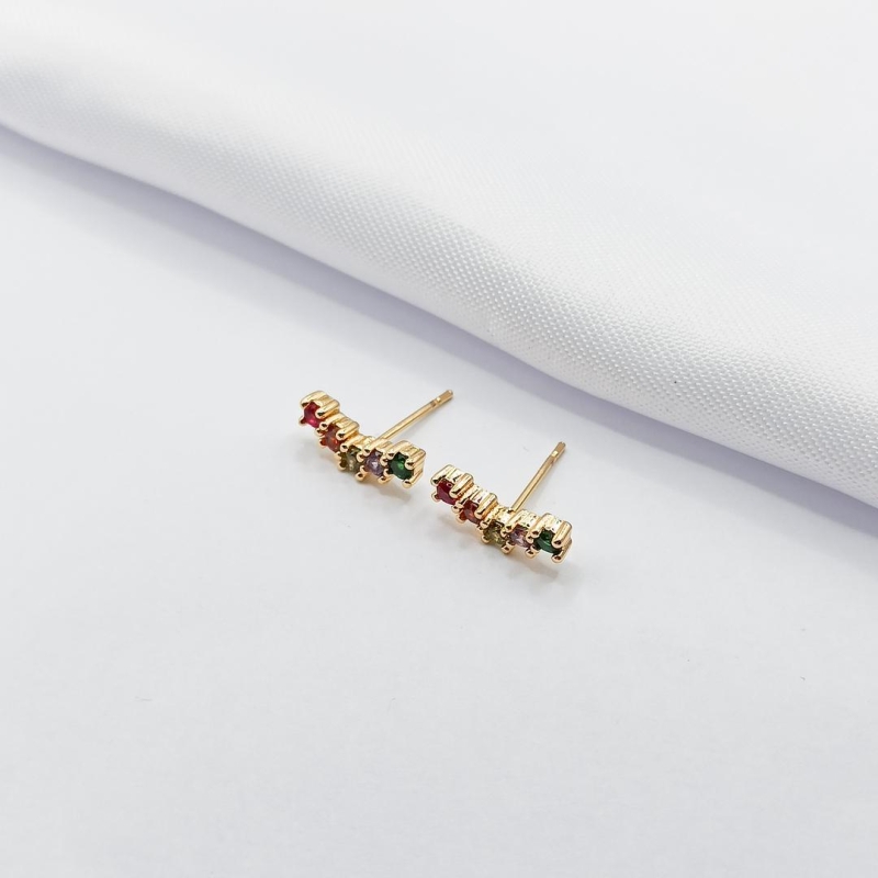 BRINCO DOURADO MINI EAR CUFF COM ZIRCÔNIA COLORIDA
