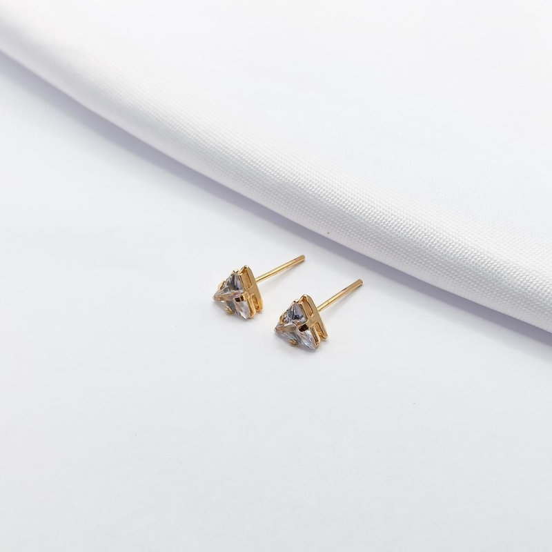 BRINCO DOURADO TRIÂNGULO CRISTAL